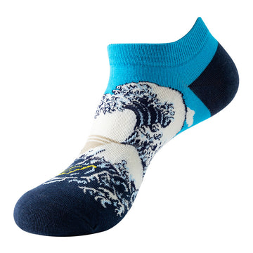 Graffiti Ankle Socks – Ocean Wave Design | Unisex Low Cut Cotton Socks