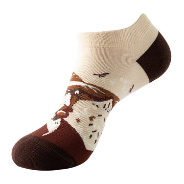 Graffiti Ankle Socks – Brown Tone