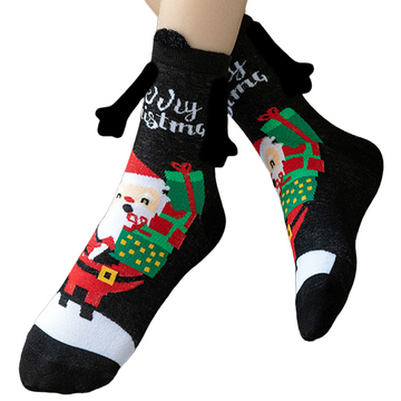 Magnetic Cotton Christmas Socks – Festive Santa Print