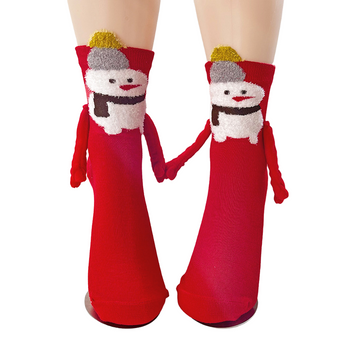 Couple Hand-Holding Xmas Socks – Snowman Style
