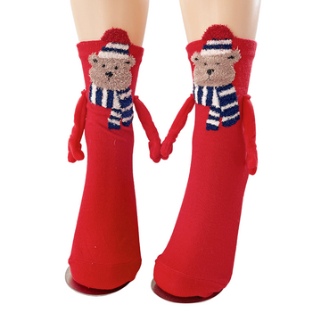 Magnetic Couple Christmas Socks – Teddy Bear Design