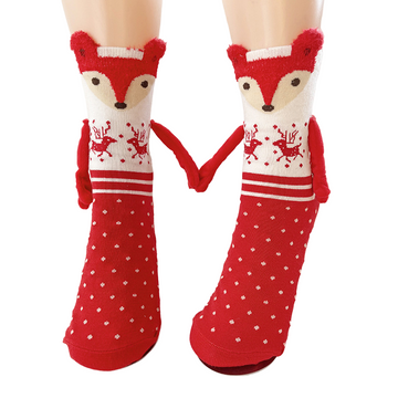 Magnetic Cotton Christmas Socks – Red Fox Print