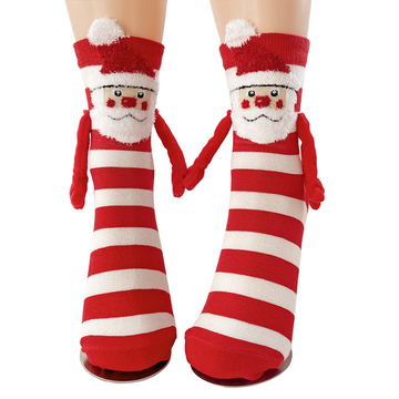 Magnetic Couple Christmas Socks – Santa Stripe Design