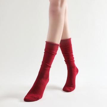 Sadie Wool Blend Slouch Mid High Sock | Red