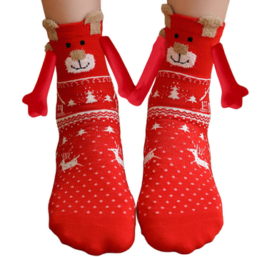 Couple Hand-Holding Xmas Socks – Bear Style