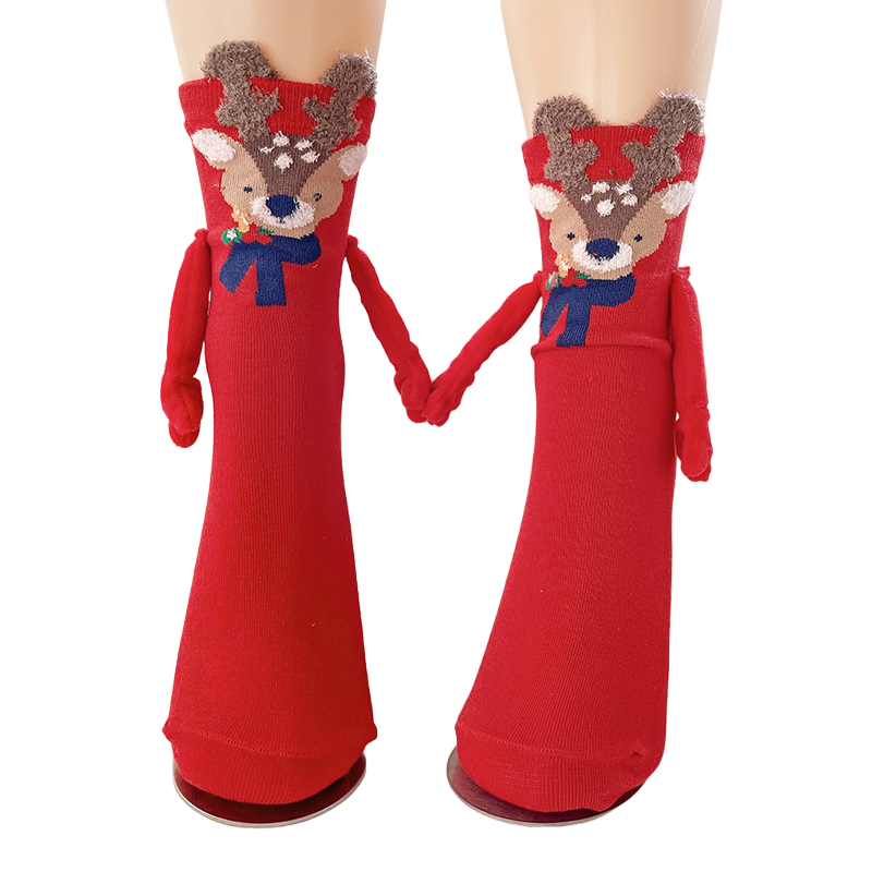 Magnetic Couple Christmas Socks – Reindeer Design