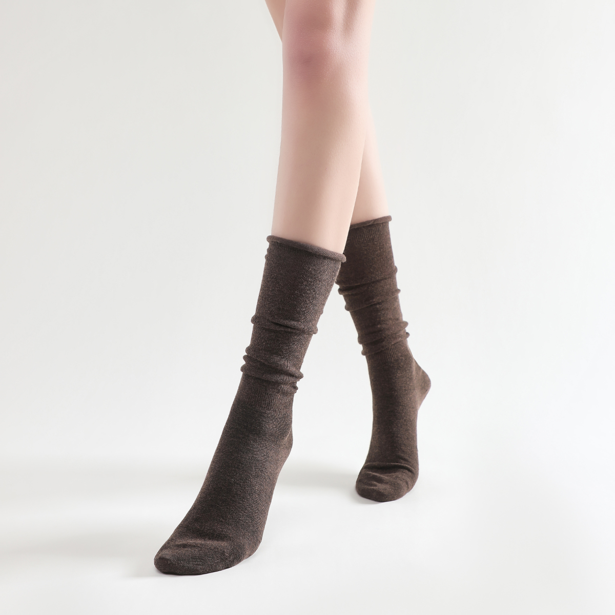 Sadie Wool Blend Slouch Mid High Sock | Brown