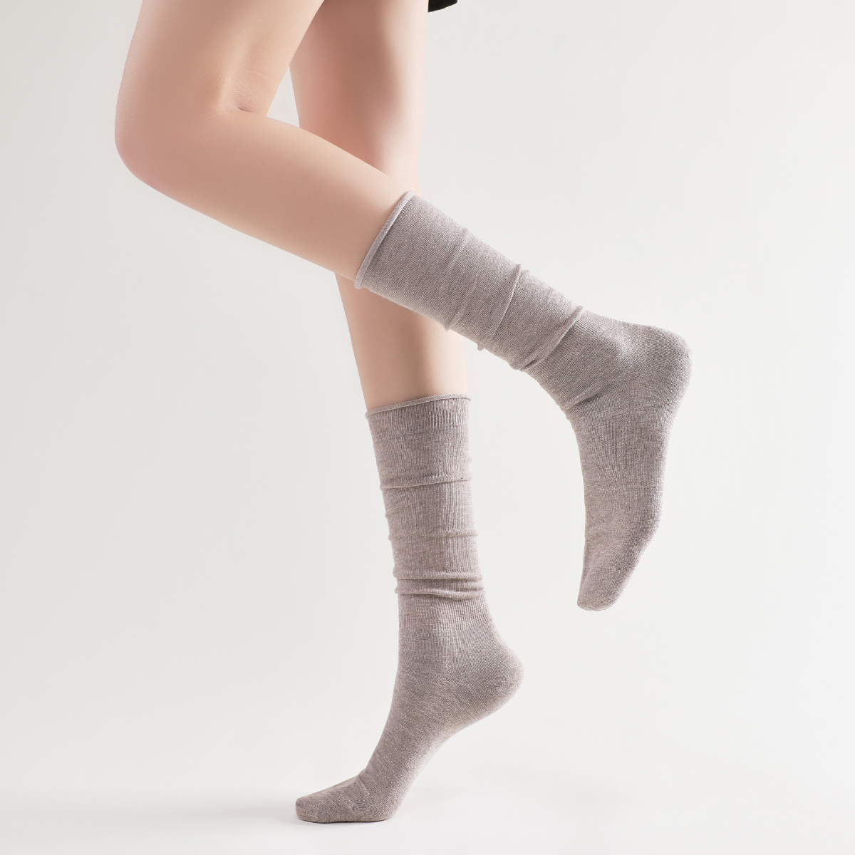 Sadie Wool Blend Slouch Mid High Sock | Khaki