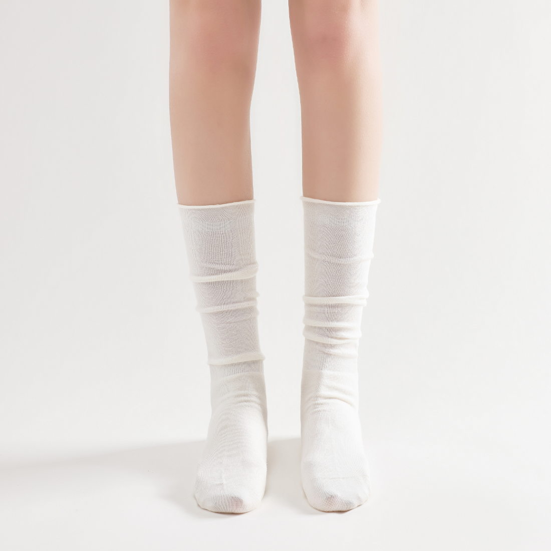 Sadie Wool Blend Slouch Mid High Sock | White