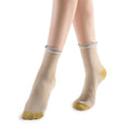 Daphne Ruffle Glitter Ankle Sock | Beige - Sock Season