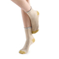 Daphne Ruffle Glitter Ankle Sock | Beige - Sock Season