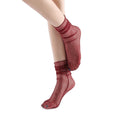 Diamond Sheer Crew Sock | Red - Sock Season