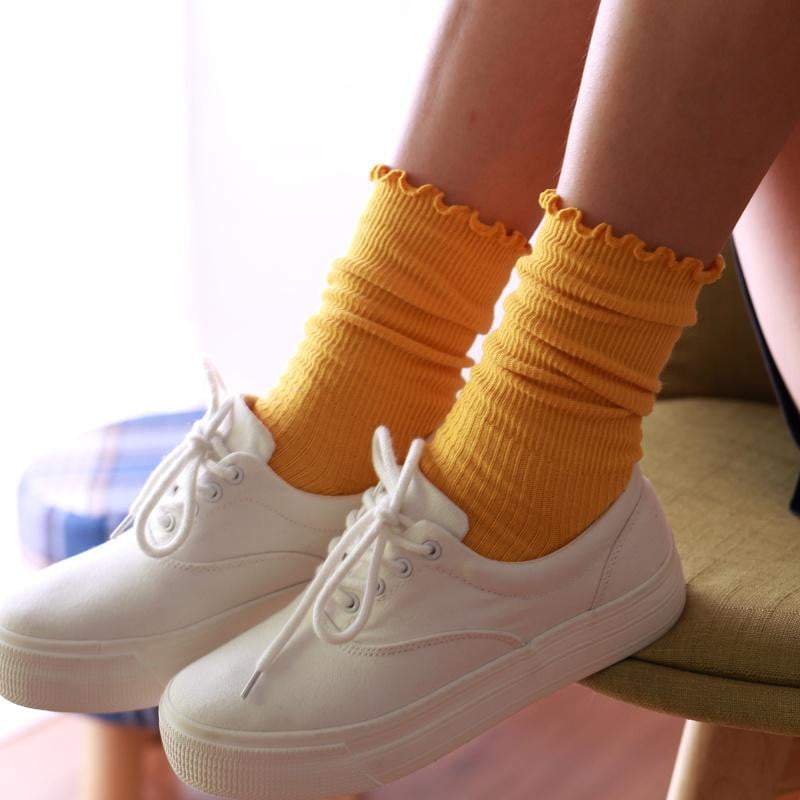 Princess Lulu Ruffle Crew Sock | Yellow - Sock Season